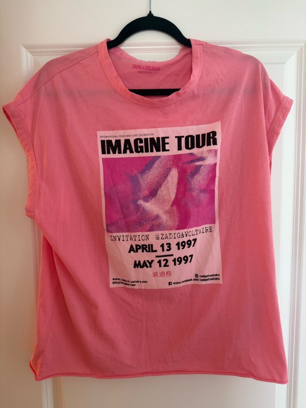 Zadig & Voltaire Pink Graphic Tour Tee
